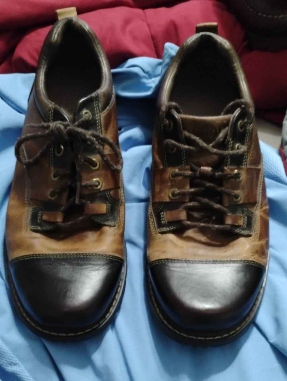 Ahnu Brown and Black Leather Lace-Up Oxfords